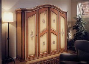 Avignone, Wardrobe in classical style, 4 doors with handmade decorations