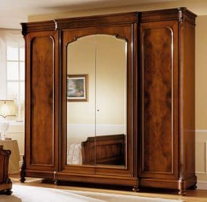 D'Este wardrobe, Cabinet in walnut, classic luxury, with mirror