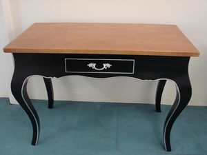 Art. 129, Desk with drawer, black lacquered and walnut wood finish