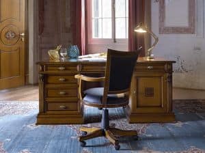 Art. 46732 PC90 Puccini, Classic desk with 1 door and 6 drawers, for luxury offices