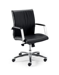 UF 508 / B, Swivel chair with wheels for office, wooden shell