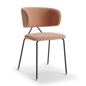 Ela Simple armchair, Padded armchair with metal legs