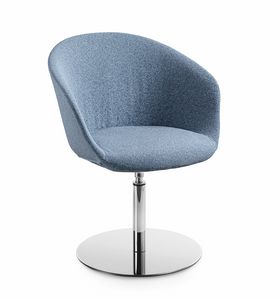 Flower, Swivel chair with flat round base in stainless steel