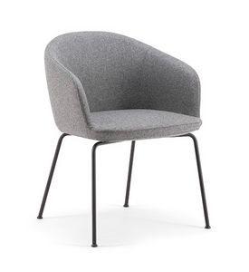 Milos 06, Armchair with 4 metal legs, with rounded shapes