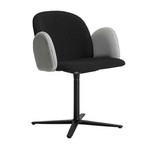 Takara G, Swivel metal armchair, padded