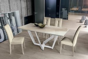 PRIAMO 180 TA1A1, Table with top and extensions in porcelain stoneware