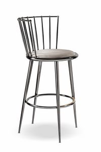 Aurora stool iron backrest, Elegant stool with round seat