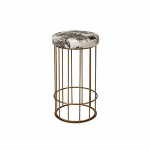 Cage Art. BB_CAG09st, Stool with caged base in brass, round padded seat