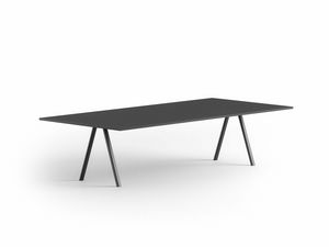 Surfy 2027 Hub oval - rectangle, Rectangular table, with metal legs