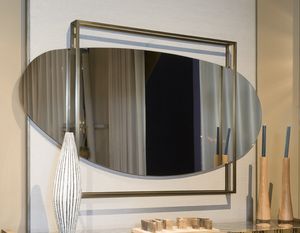 ATENA mirror GEA Collection, Rounded mirror, with square frame in brass