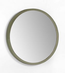 SP38 Globe mirror, Circular mirror covered in leather