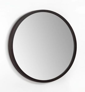 SP38B Globe big mirror, Round leather mirror with visible stitching