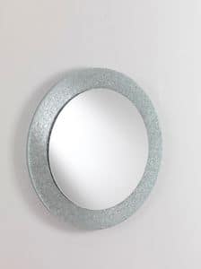 Specchio 01, Round mirror, with glass frame, for modern furnishing