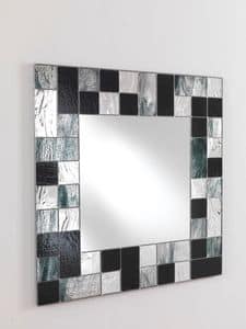 Specchio 05, Square mirror, with mosaic glass frame