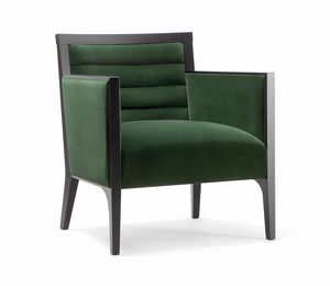 GINEVRA LOUNG CHAIR 031 P, Armchair in solid wood, upholstered