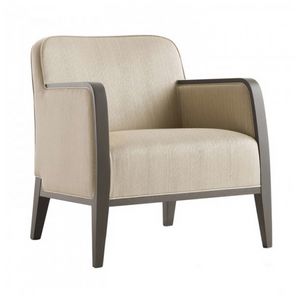 Opera 02241, Armchair in solid wood, upholstered seat and back, fabric covering, modern style