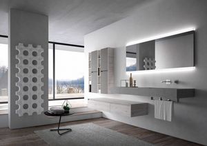 Ny comp.16, Bathroom furniture with large backlit mirror