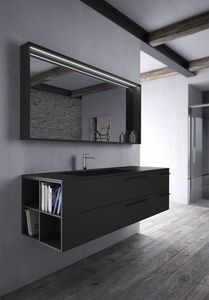 Sense comp.03, Bathroom furniture in black Fenix