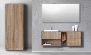 Singoli S 33, Bathroom cabinet in hazelnut elm finish