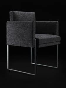 Quid chair, Essential upholstered armchair, with metal legs