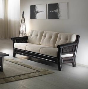Divano Osaka black, 3-seater ethnic sofa with armrests