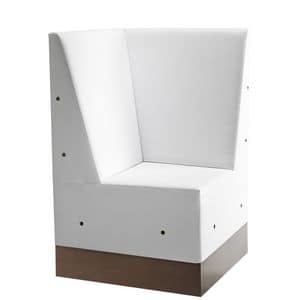 Linear 02485, Corner for modular high bench, laminate base, upholstered seat and back, modern style