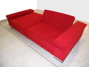 Mago', Sofa ideal for center room, feet in chromed steel
