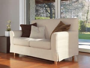 Maiorca, Linear sofa, feet in solid beech, for modern living room