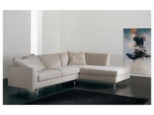 Step corner, Corner sofa with chaise longue, upholstered, various finishes