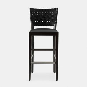 Chicago 124 stool, Stool with hand-woven leather backrest