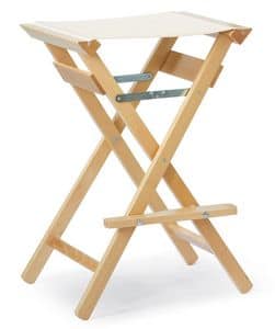High Stool P, Wooden barstool withour backrest, foldable, for outdoors