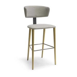 Line 3 legno stool, Wooden stool with a comfortable padded back