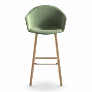 Mni Armshell fabric ST-4WL, Stool in ash, with upholstered shell