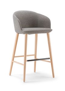 Milos Stool 02, Padded stool with wooden legs