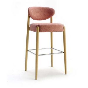 Nirvana 1 stool, Wooden stool with backrest and padded seat