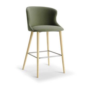 Ola stool, Wooden stool with sinuous shapes of the back and seat