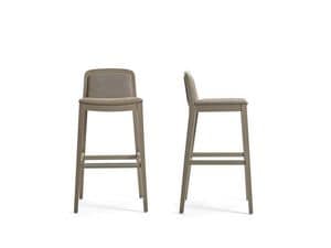 Sidney stool sgw, Stackable stool, in wood, with stuffed seat and backrest