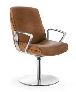 Jada, Leather armchair with round swivel base