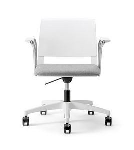 Clio White Cover 03, Office chair with white shell, on castors