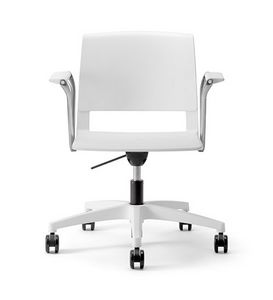 Clio White Plastic 03, White chair in plastic material, for office