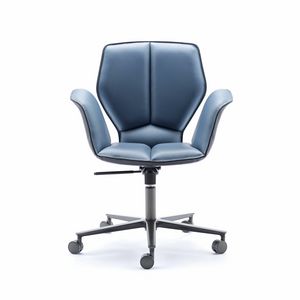 Fosca Big ABW, Swivel chair, upholstered in soft leather