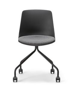 Java Cover 03, Chair with wheels, with monocoque in plastic material