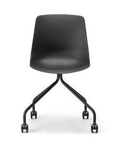 Java Plastic 03, Chair with plastic monocoque, with base on wheels