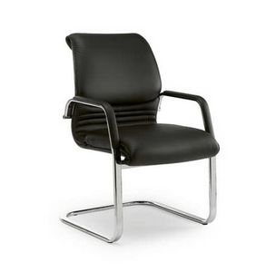 Elegance guest 2880, Office chair made of chromed metal, leather upholstery