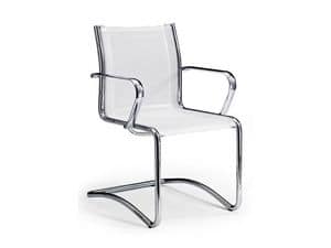 Origami RE guest 70250, Office chair in leather with chromed armrests