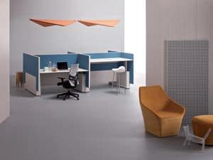 Evo Kubic Workstation, Composition of desks, with sound-absorbing panels