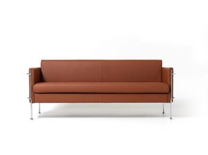 Jazz 3p, Upholstered bench with 3 places, chrome steel frame
