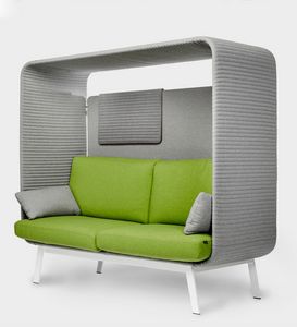 PRIVE, Padded sofa, with panels for insulation against ambient noise, suitable for shared workplaces