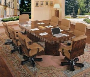 Olimpo meeting, Meeting table in burr, classic contemporary style