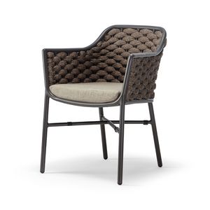 Managua P, Garden armchair with aluminum structure, with weaving